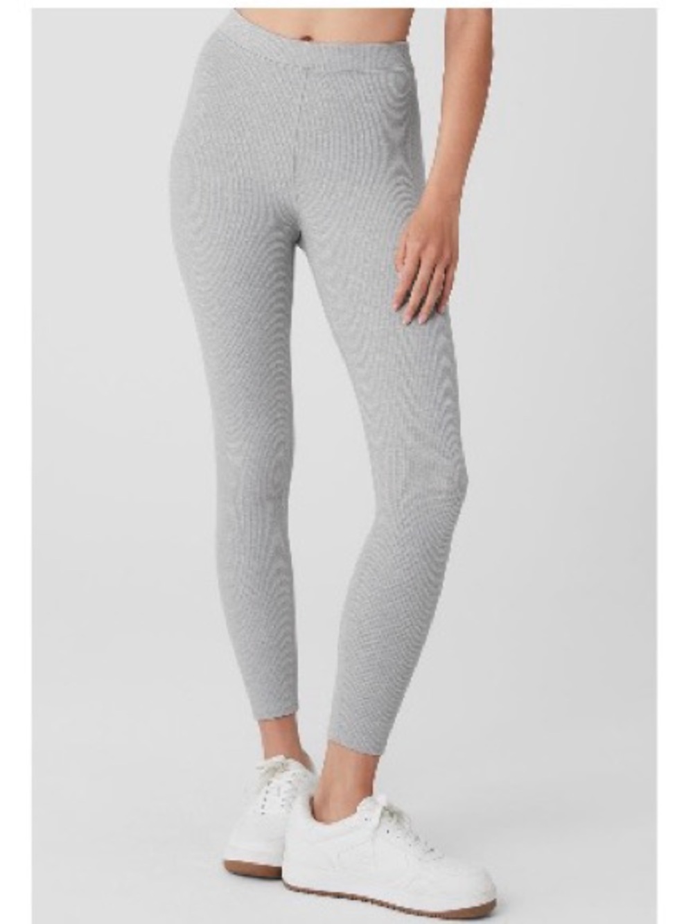 ALO Yoga Light Gray Ribbed High-Rise Leggings